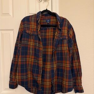 George Blue and Orange Plaid Shirt